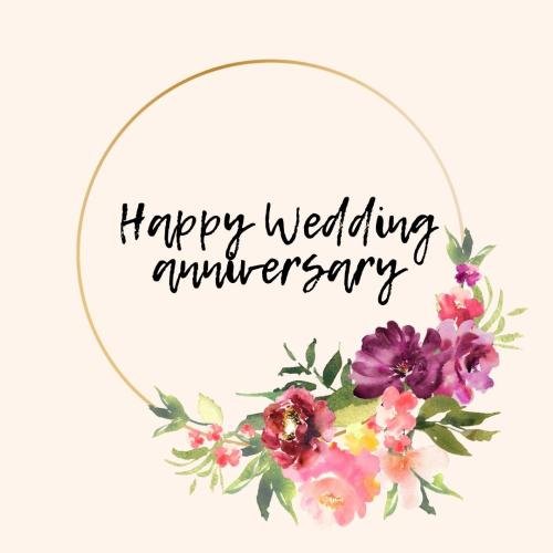 Invitation card, happy wedding anniversary.