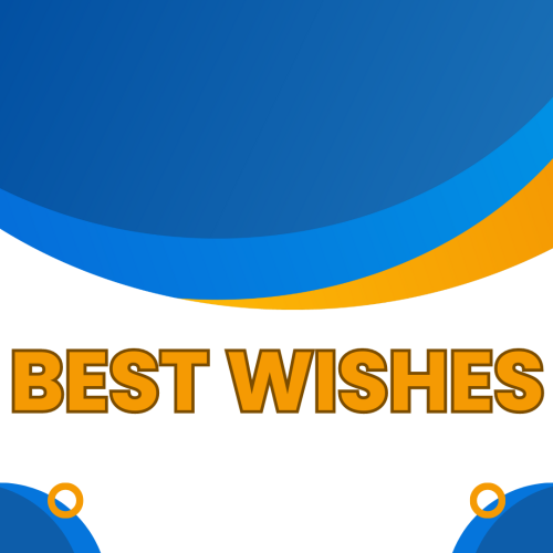 Best Wishes, blue and yellow color wish card.