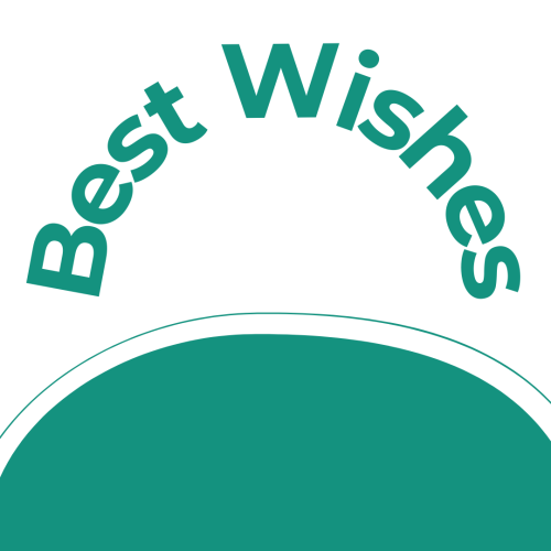 Best Wishes, sea green and white wish card design.