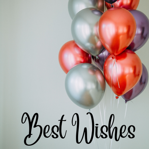 Red, silver, and purple wish card, Best Wishes.