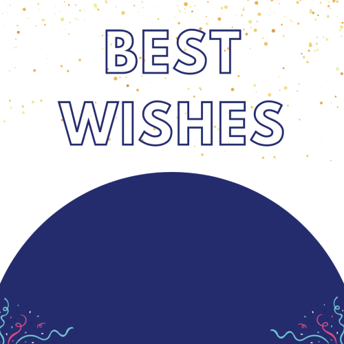 White and blue wish card design, Best Wishes.