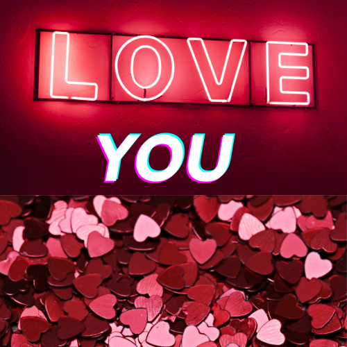 Flowers and heart message love you