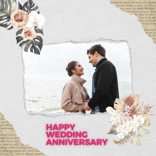 Couple holding hands on happy wedding anniversary