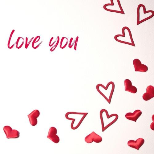 White back and red hearts, Love you.