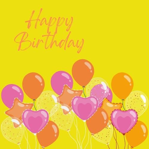 Colorful balloons on wish card Happy Birthday