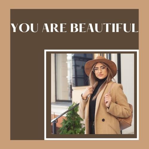 The girl looks beautiful in his brown coat.