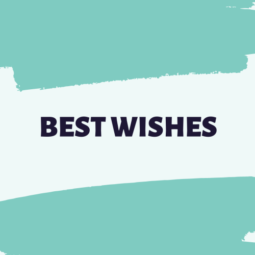 Blue and white wish card, Best Wishes.