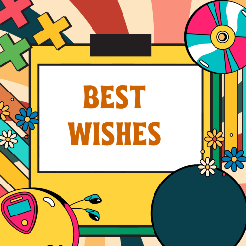 Best Wishes, colorful wish card design.