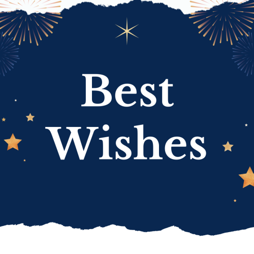 White and blue wish card design, Best Wishes.