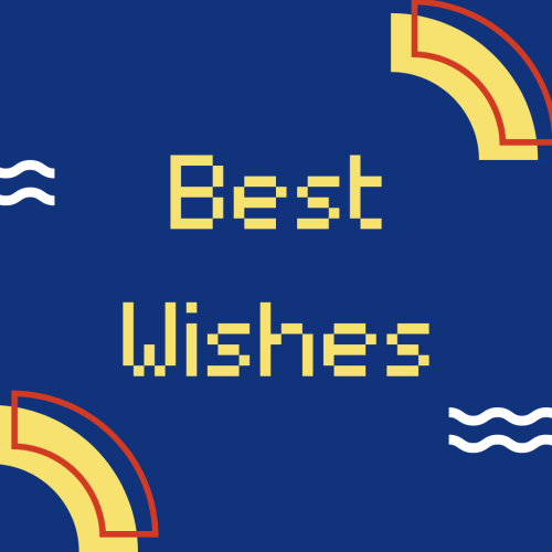 Blue background and different patterns, Best Wishes.