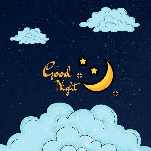 Good Night Image Card With clouds And Moon