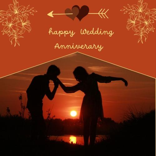 Happy Wedding Anniversary Couple Enjoy Evening