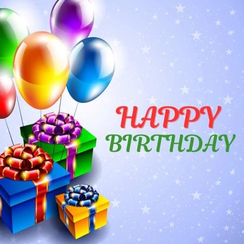 Happy Birthday with balloons and gifts