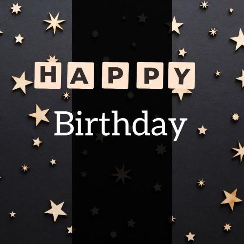 Stars on wish card Happy Birthday.