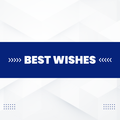 White and blue wish card, Best Wishes.