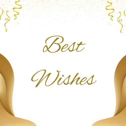Best Wishes, golden and white wish card design.