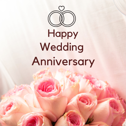 Pink Rose Image Card Happy Wedding Anniversary