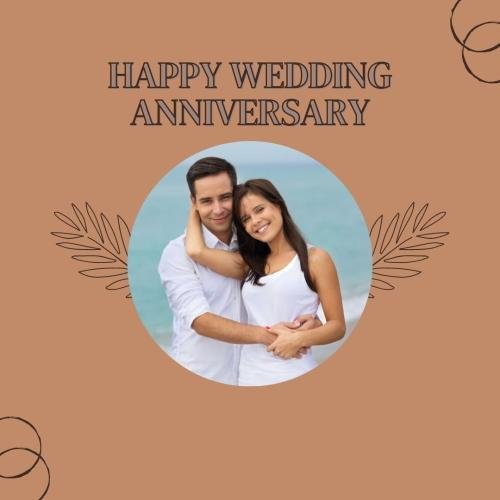 Couple hugs on happy wedding anniversary