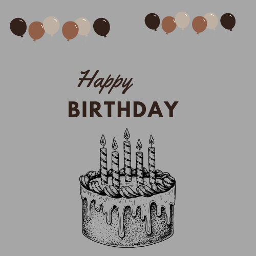 Cake and balloons message Happy Birthday