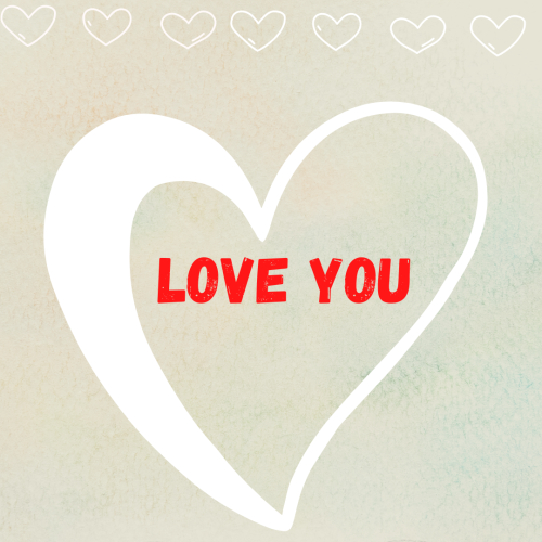 White hearts on wish card Love you