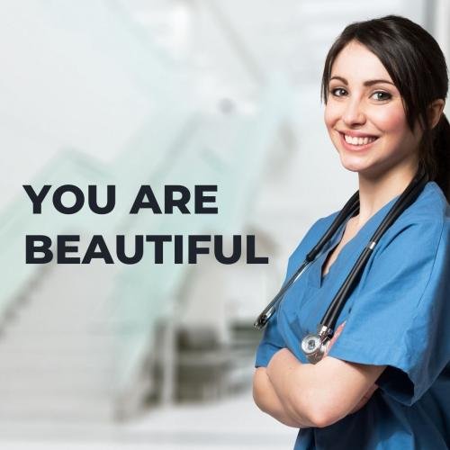 The nurse looked beautiful with a smile.