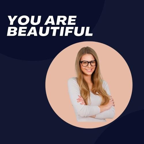 A girl in white with a blue background looks beautiful