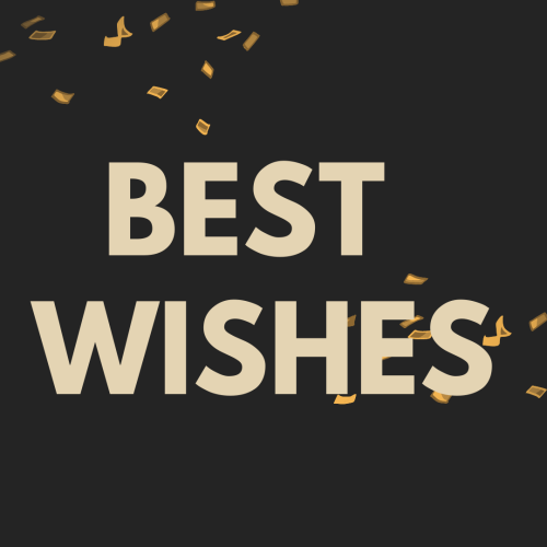 Best Wishes, black simple background.