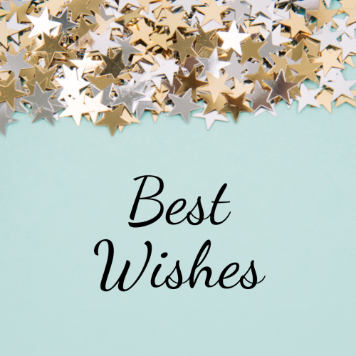 Golden and silver stars on top, Best Wishes.