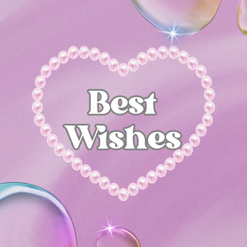 Best Wishes, heart made with pearl.