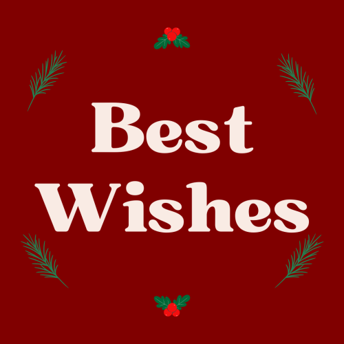 Best Wishes, simple red background.