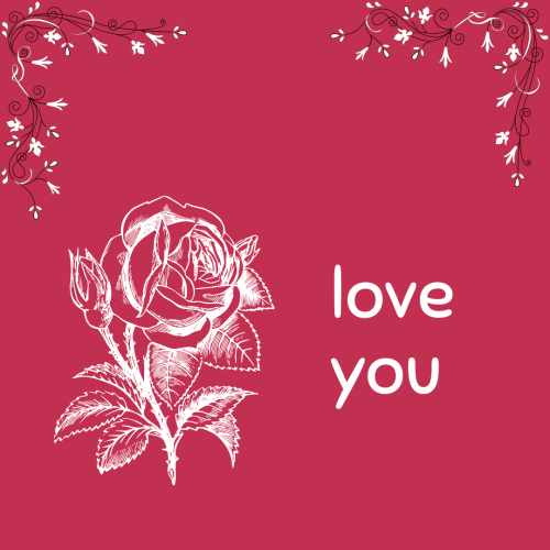 Red background and white hearts on wish card Love you