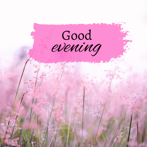 Pink flowers on wish card GOOD EVENING