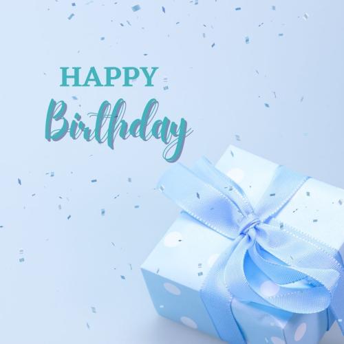 Gift box on wish card Happy Birthday