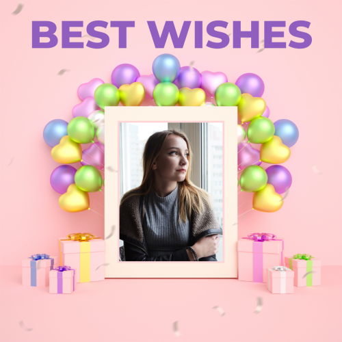 Lots of balloons and girl pic, Best Wishes.