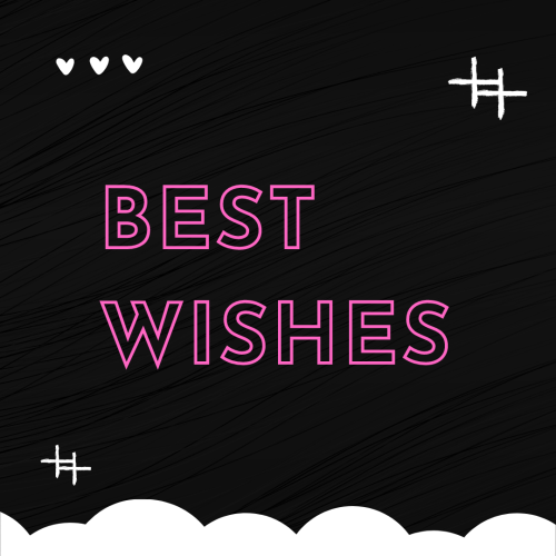 Best Wishes, cloud on bottom and black background.