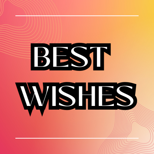 Best Wishes, orange and yellow wish card.