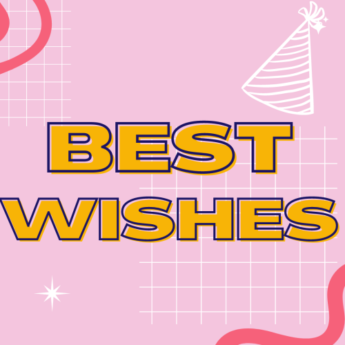 Best Wishes, pink theme wish card.