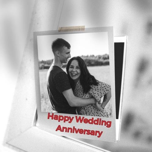 Couple hug on happy wedding anniversary