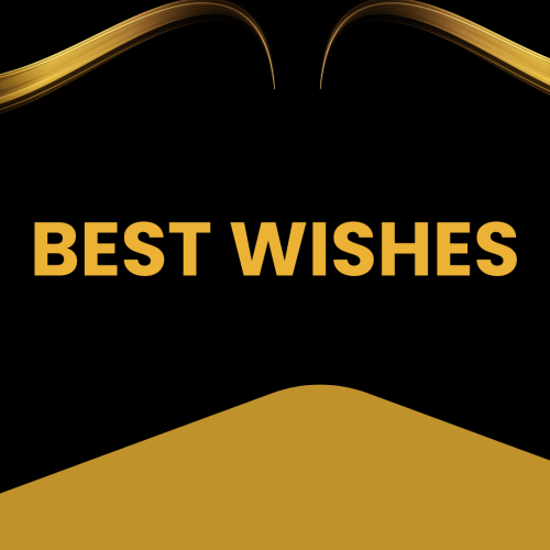 Black and yellow wish card design, Best Wishes.