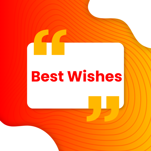 White and orange color card, Best Wishes.