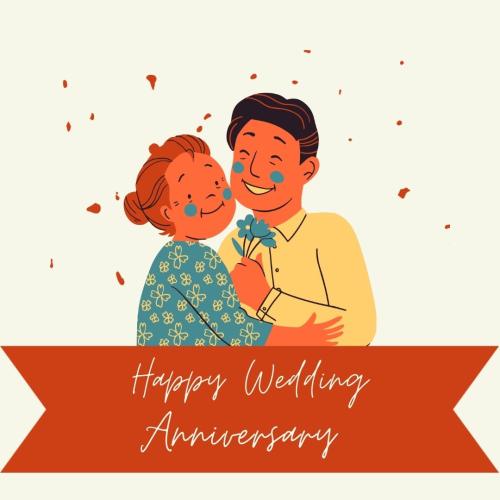 Couple animation on happy wedding anniversary