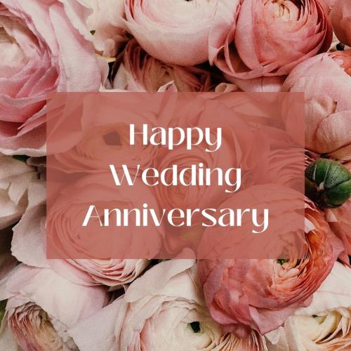 Happy Wedding Anniversary Image Card With Flowers