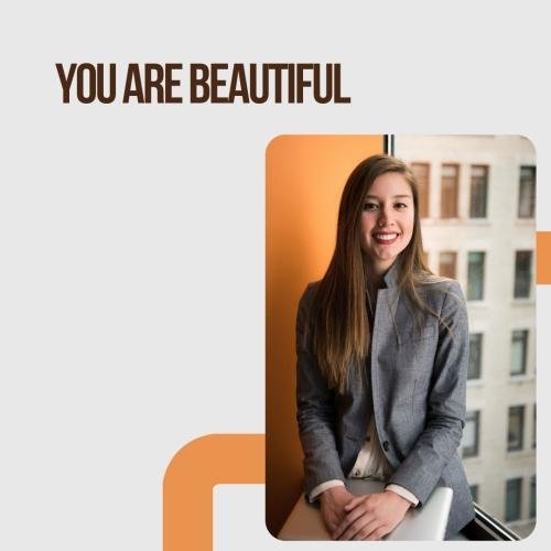 The standing girl in the window looks beautiful.