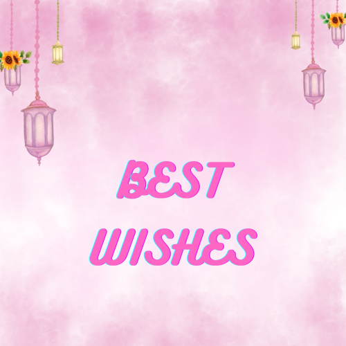 Pink background and chandelier hanging on the top, Best Wishes.