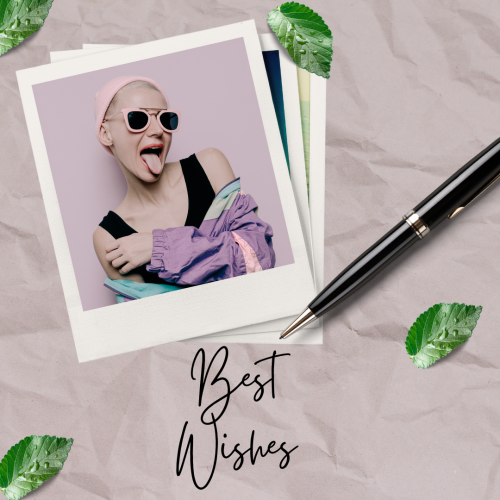 A pen and girl photo, Best Wishes.
