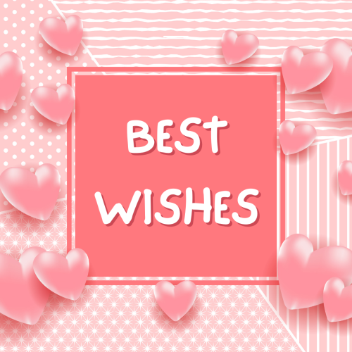 Pink heart and pink frame, Best Wishes.