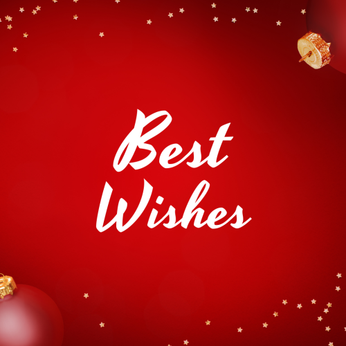 Best Wishes, red background.
