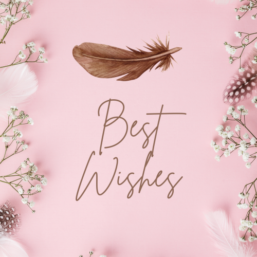 White flowers on side and brown leaves, Best Wishes.