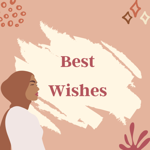 Women character on a wish card, Best wishes.