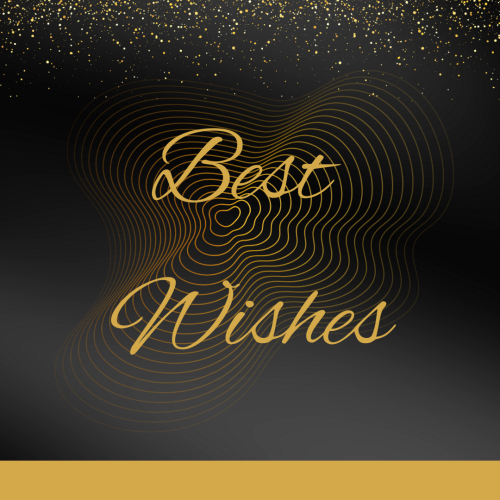 Golden and black color wish card, Best Wishes.